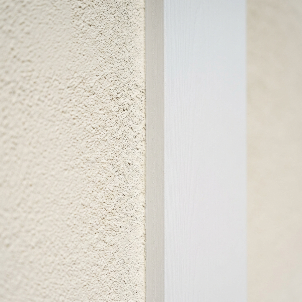 Precision exterior paint line on Port St. Lucie stucco home — crisp white trim, fresh coating