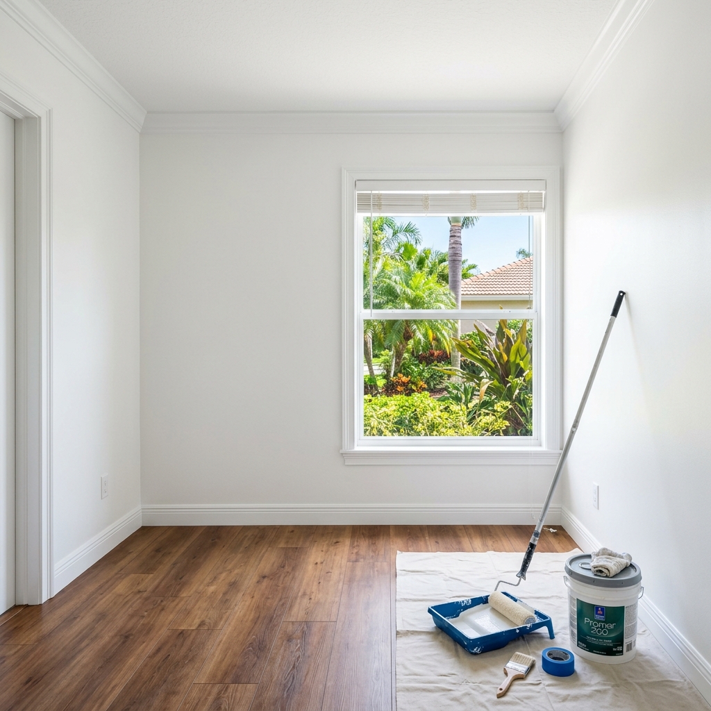 Professional interior painting in a Florida home — clean trim lines and fresh coat